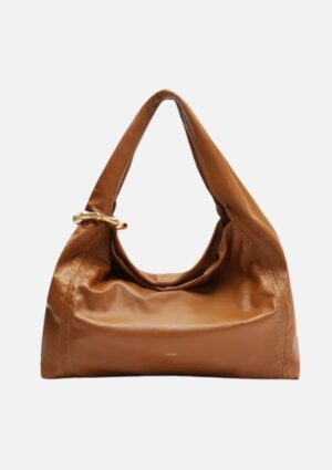 Bolsa Arezzo Hobo Marrom Couro Grande Metal