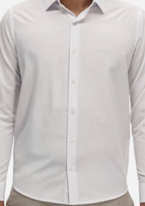 Camisa Masculina Manga Longa Essencial Slim Branca Ogochi