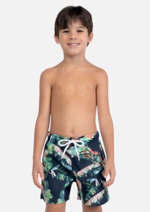 Shorts Infantil Menino Estampado Palmeira Pai E Filho Mash
