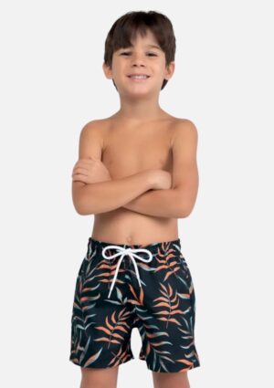 Shorts Infantil Menino Estampado Folhagem Pai E Filho Mash