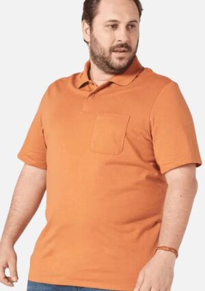 Polo Plus Size Básica Meia Malha Laranja Malwee
