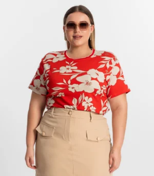 Blusa Plus Size Manga Curta Secret Glam