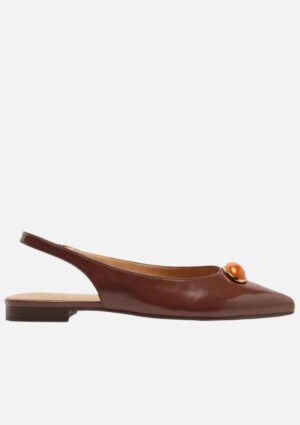 Sapatilha Slingback Com Pedraria Marrom Anacapri
