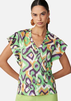 Blusa Feminina Decote V Manga Babado Básica Maria.Valentina