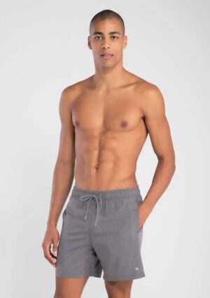 Shorts Masculino Liso Mescla Cinza Média Mash