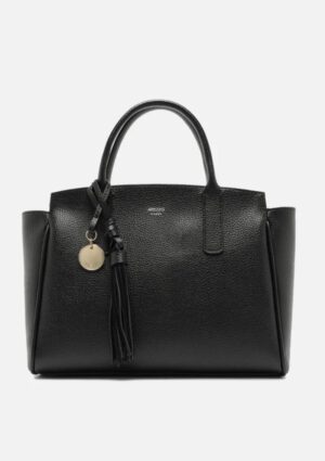 Bolsa Tote Preta Textura Grande Charms