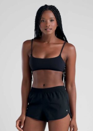 Shorts Tactel Preto Liso She