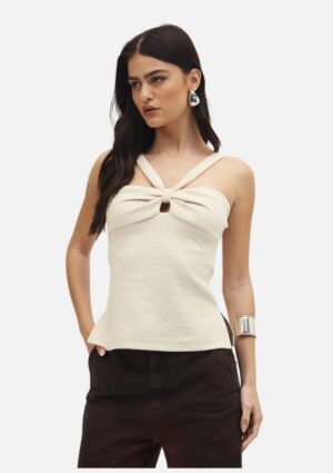 Blusa Feminina Texturizada Bege Clara Sommer