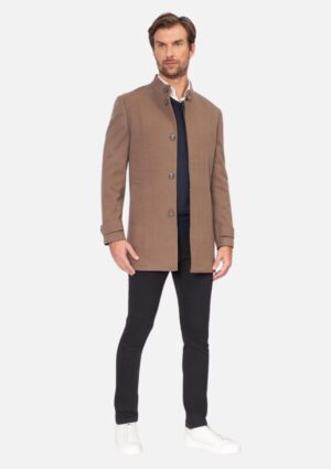 Casaco Masculino Overcoat Marrom Resumo
