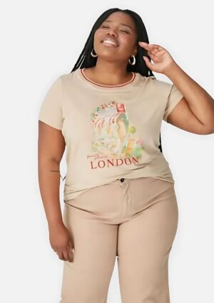 Camiseta Malwee Plus Size Estampada Em Viscose Stretch Marrom