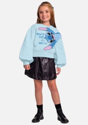 Blusão Fakini Moletom Stitch Azul Claro