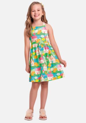 Vestido Estampado Capivara Infantil Fakini