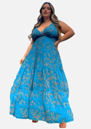 Vestido Longo Alça Crepe Maxi Plus