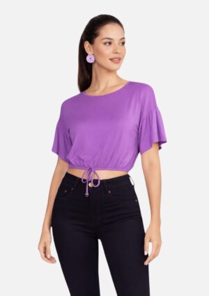 Blusa Feminina Cropped Solta Flor de Lis