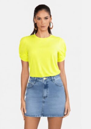 Blusa Feminina Solta Manga Curta Flor de Lis