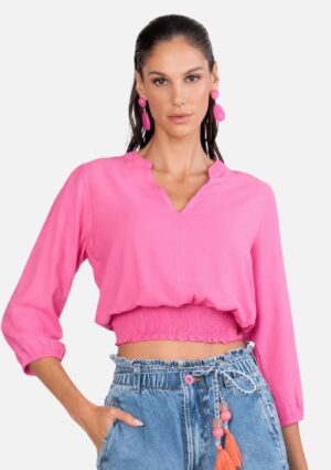 Blusa Feminina Manga Longa Flor de Lis
