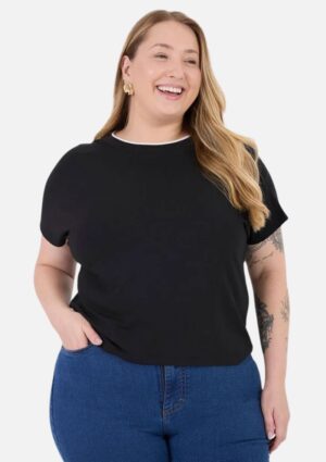 Blusa Malwee Plus Size Ampla Gola Retilínea De Viscose