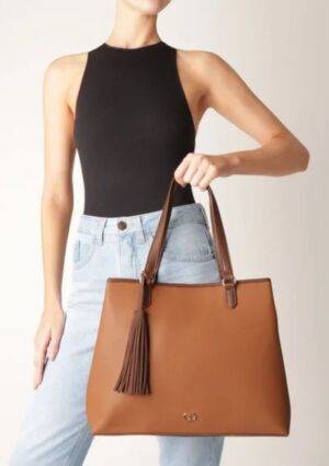 Bolsa Shopping Grande Tassel Marrom Anacapri