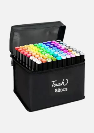 Kit 80 Canetinhas Marcadores Ponta Dupla Com Estojo Touch