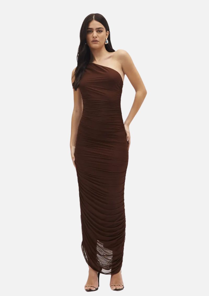 Vestido Tule Um Ombro Só Drapeado Sommer - Imagem 2