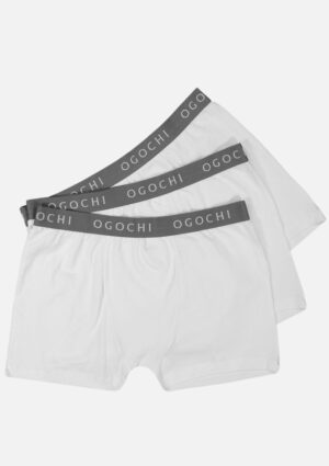 Kit 3 Cuecas Boxer Brancas Ogochi