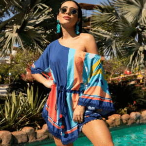Kaftan Franciele Morezzi Feminino com Cinto Estampado Grippir