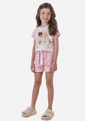 Pijama de Blusa Boxy e Shorts em Malha Comfy Kukiê