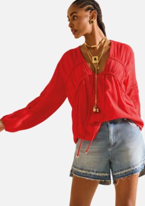 Shorts Amplo Alta Azul  Morena Rosa