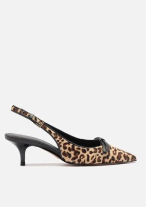 Scarpin Arezzo  Animal Print Pelo Salto Fino Slingback Laço