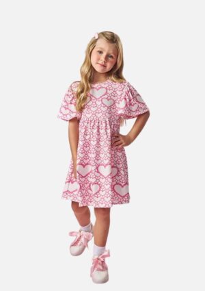Vestido Infantil Corações Com Strass Cinti