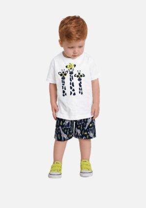 Conjunto Bebê Menino Camiseta + Bermuda Girafinhas Kyly