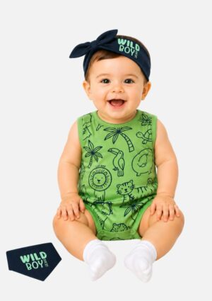 Conjunto Bebê Menino Macacão + Lenço Luc.boo