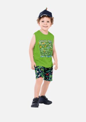 Conjunto Bebê Menino Regata + Bermuda Dino Fakini