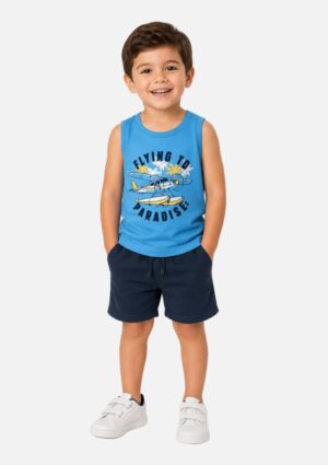 Regata Bebê Menino Estampada Azul Marisol