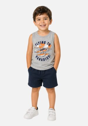 Regata Bebê Menino Estampada Cinza Marisol