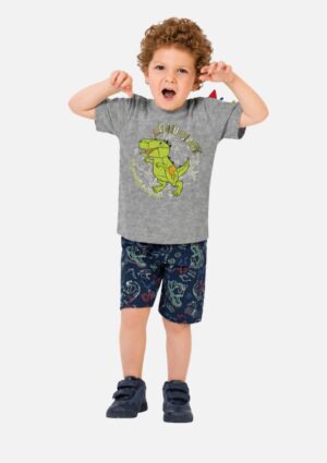 Conjunto Bebê Menino Dino Camiseta Bermuda Fakini