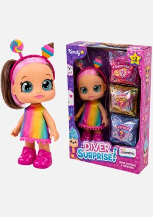 Boneca Divertida Surprise com Acessórios Arco-íris Divertoys