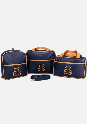 Kit Bolsa Maternidade Baby Urso Com 3 Peças Azul Baggy