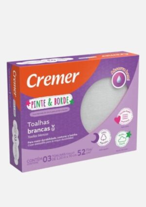 Toalha Fralda de Pano Pinte e Borde Branca Cremer
