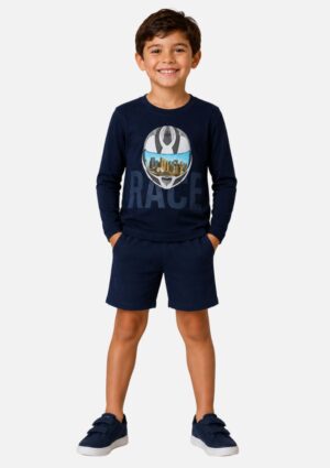 Camiseta Infantil Menino Manga Longa Meia Malha Kyly