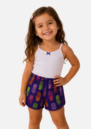 Short Estampado Roxo Infantil Marisol