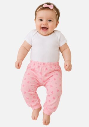 Calça Estampada Bebê Menina Rosa Pulla Bulla