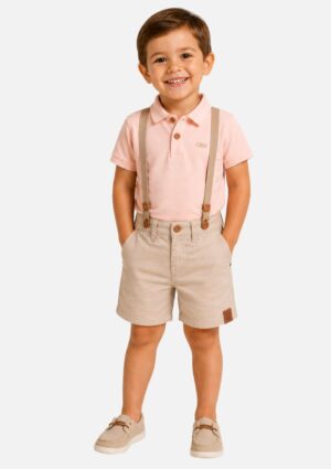 Conjunto Menino Bermuda Sanja/Suspensório Carinhoso