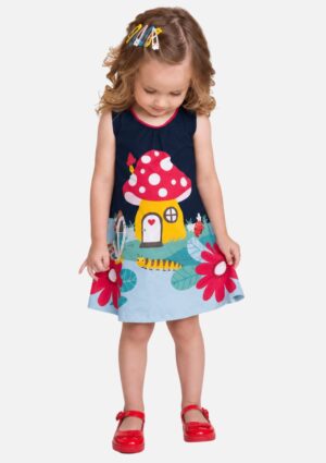 Vestido Infantil Menina Estampa Cogumelo Kyly