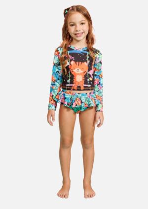 Conjunto Infantil Blusa Manga Longa + Calcinha Biquíni Kukiê