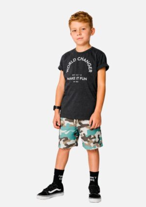 Conjunto Camiseta + Bermuda em Moletom Linho Luc.boo