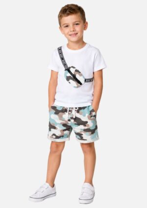 Conjunto Infantil Camiseta + Bermuda Em Moletom Luc.Boo