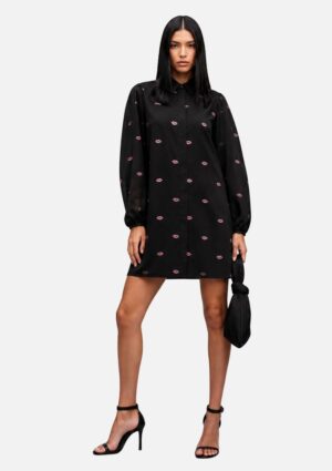 Vestido Manga Longa Curto Com Bordados Carlota Costa