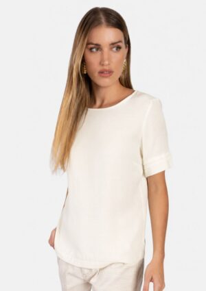 Blusa Feminina Solta Off White Flor De Lis