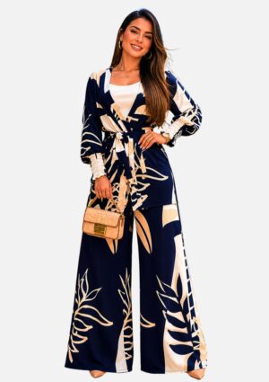 Conjunto Feminino Estampado Calça E Kimono Closet Divino